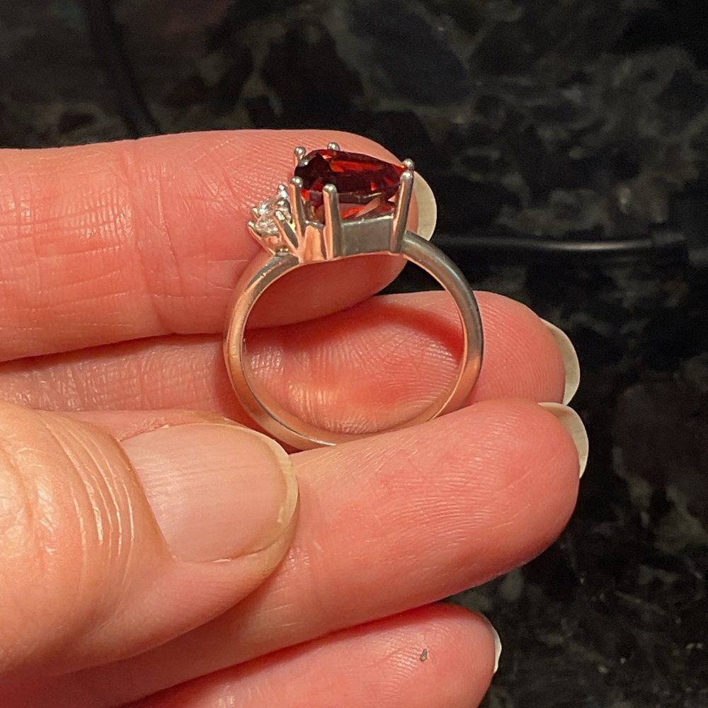 Almandine Garnet .925 Silver Unisex Ring - Picture 3 of 7